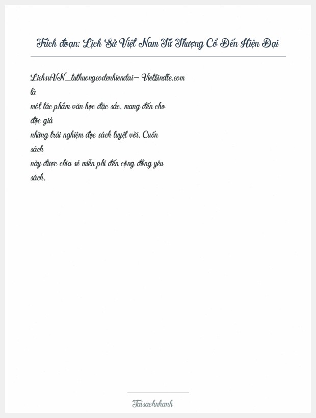 Trích đoạn Lịch Sử Việt Nam Từ Thượng Cổ Đến Hiện Đại