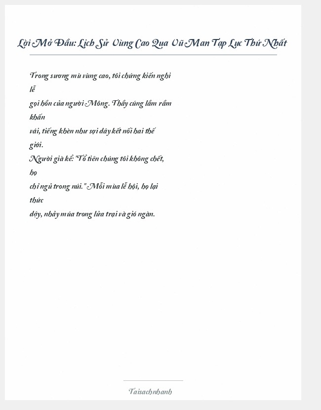 Trích đoạn Lịch Sử Vùng Cao Qua Vũ Man Tạp Lục Thứ Nhất