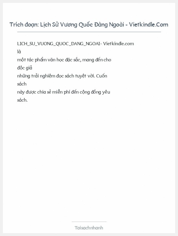 Trích đoạn Lịch Sử Vương Quốc Đàng Ngoài - Vietkindle.Com