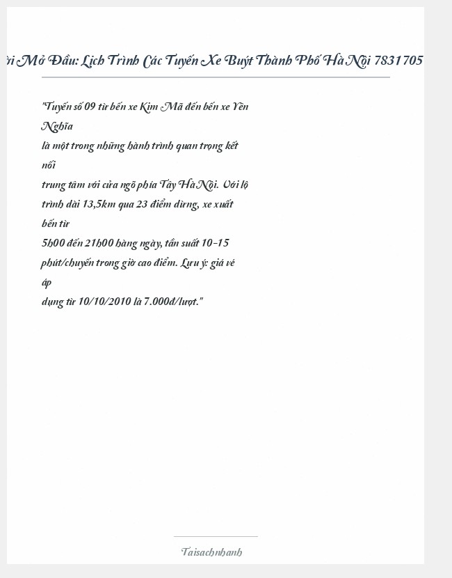 Trích đoạn Lịch Trình Các Tuyến Xe Buýt Thành Phố Hà Nội 7831705C
