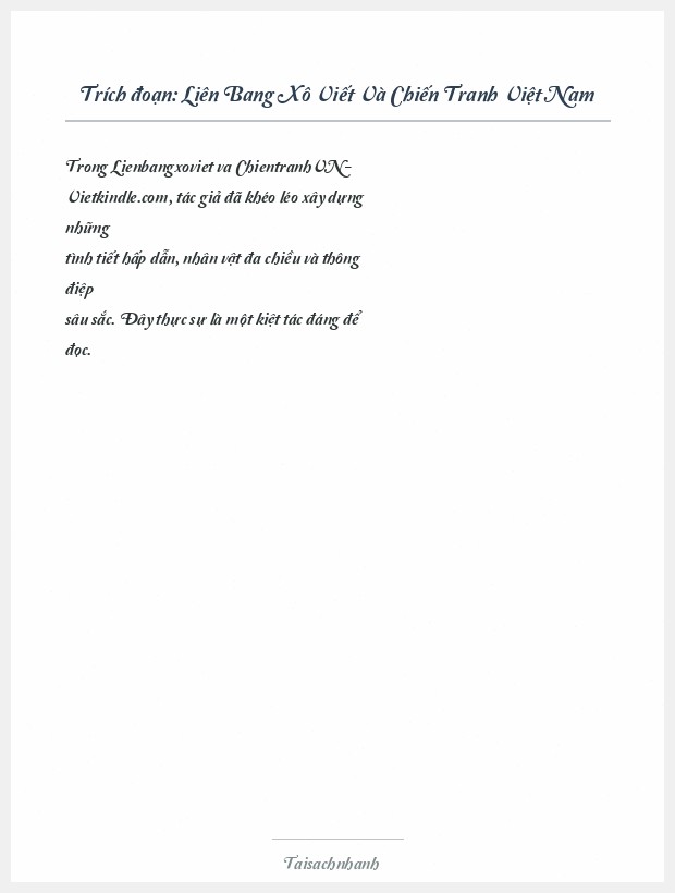 Trích đoạn Liên Bang Xô Viết Và Chiến Tranh Việt Nam