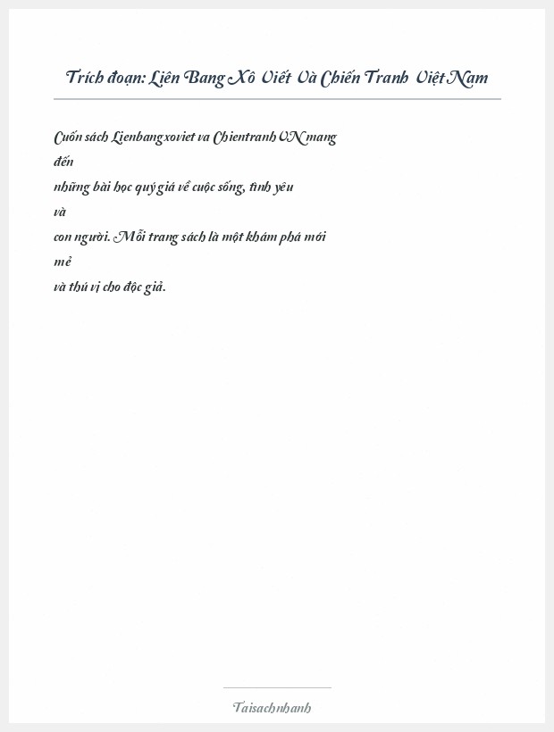Trích đoạn Liên Bang Xô Viết Và Chiến Tranh Việt Nam