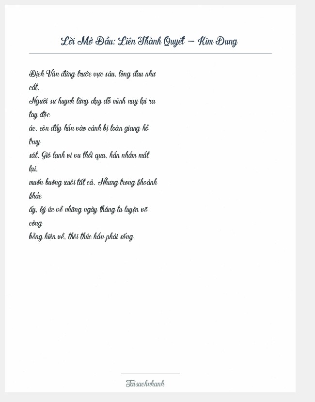 Trích đoạn Liên Thành Quyết - Kim Dung