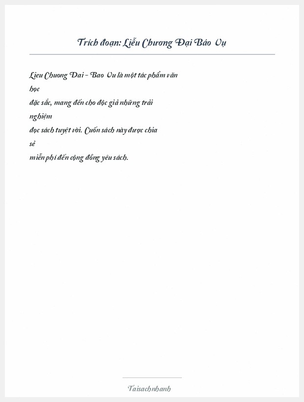 Trích đoạn Liễu Chương Đại Báo Vụ