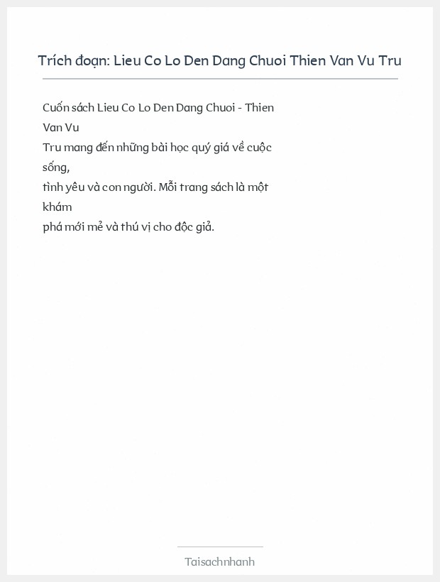 Trích đoạn Lieu Co Lo Den Dang Chuoi Thien Van Vu Tru
