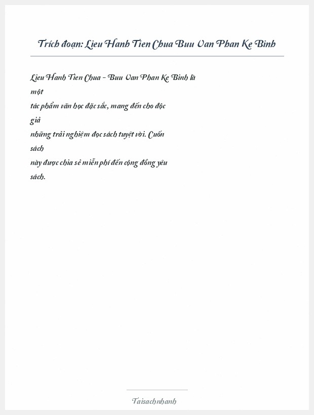 Trích đoạn Lieu Hanh Tien Chua Buu Van Phan Ke Binh