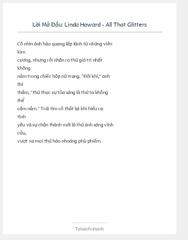 Trích đoạn Linda Howard - All That Glitters