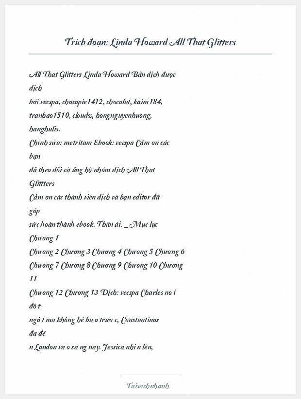 Trích đoạn Linda Howard All That Glitters
