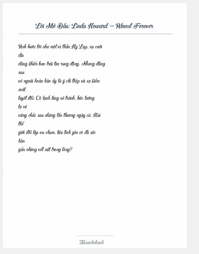 Trích đoạn Linda Howard - Almost Forever