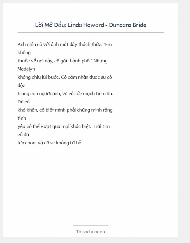 Trích đoạn Linda Howard - Duncans Bride