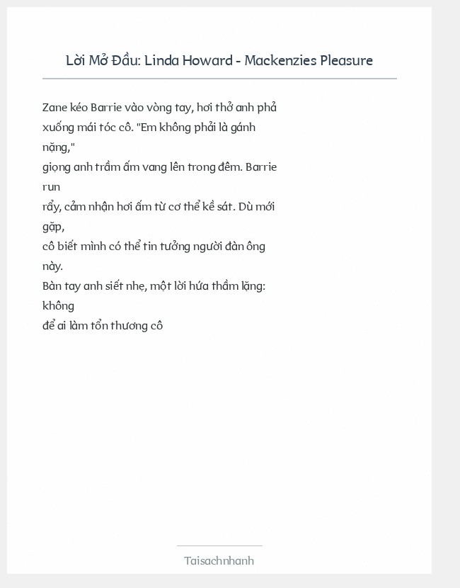 Trích đoạn Linda Howard - Mackenzies Pleasure