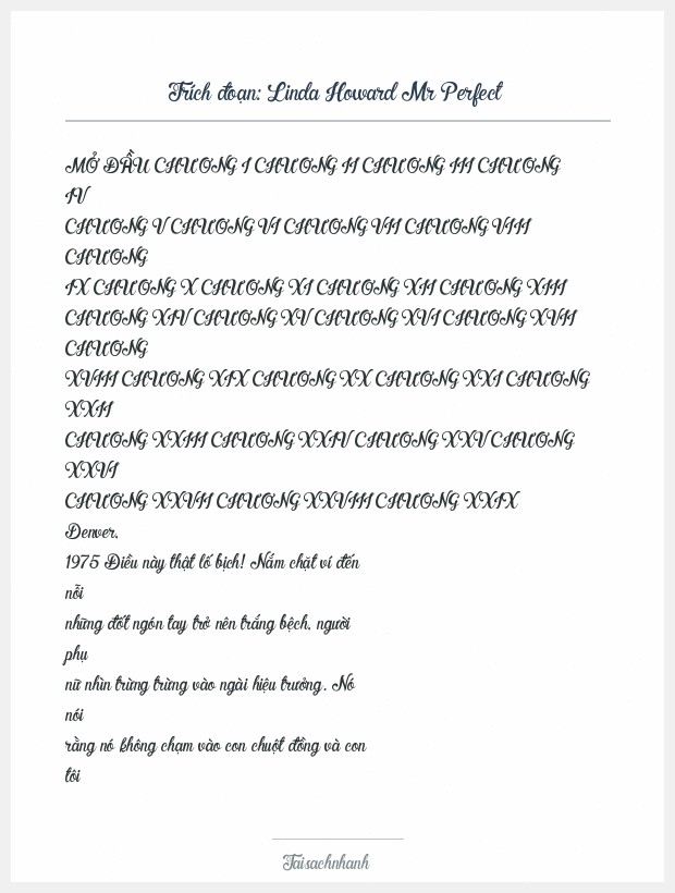 Trích đoạn Linda Howard Mr Perfect