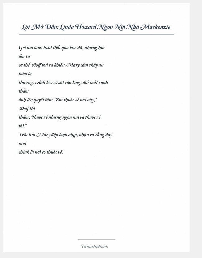 Trích đoạn Linda Howard Ngon Núi Nhà Mackenzie