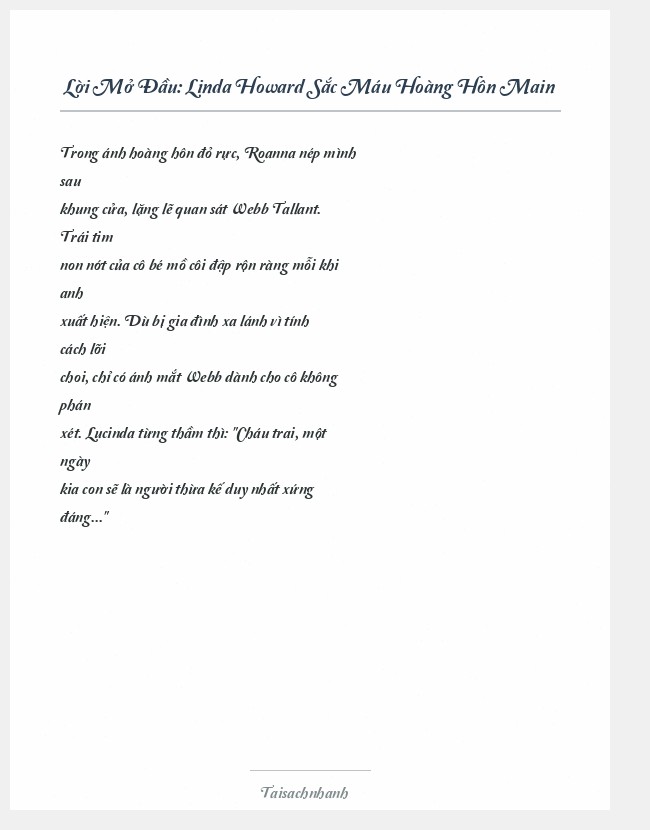 Trích đoạn Linda Howard Sắc Máu Hoàng Hôn Main