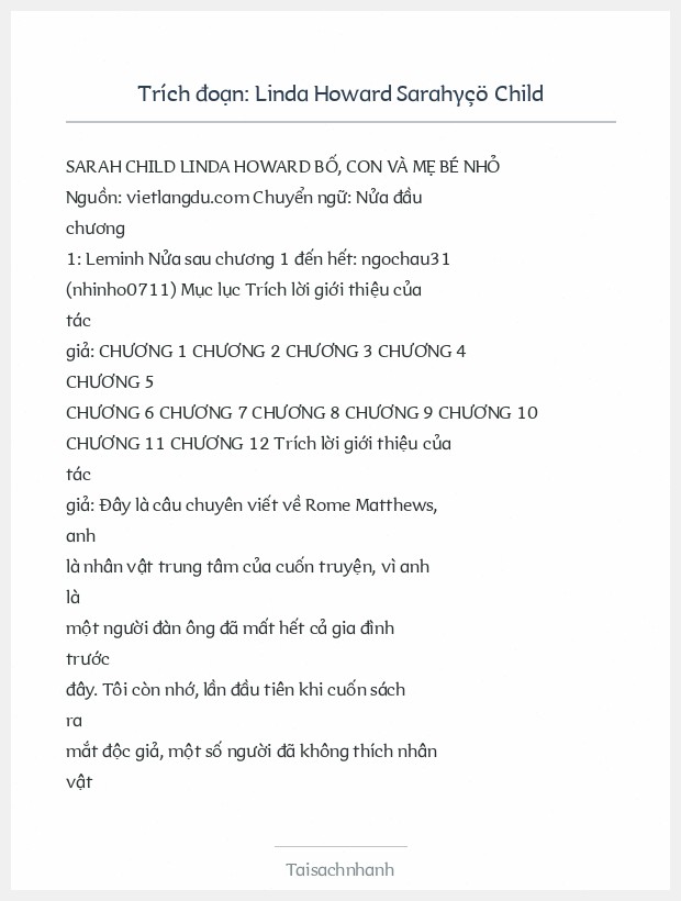 Trích đoạn Linda Howard Sarahγçö Child