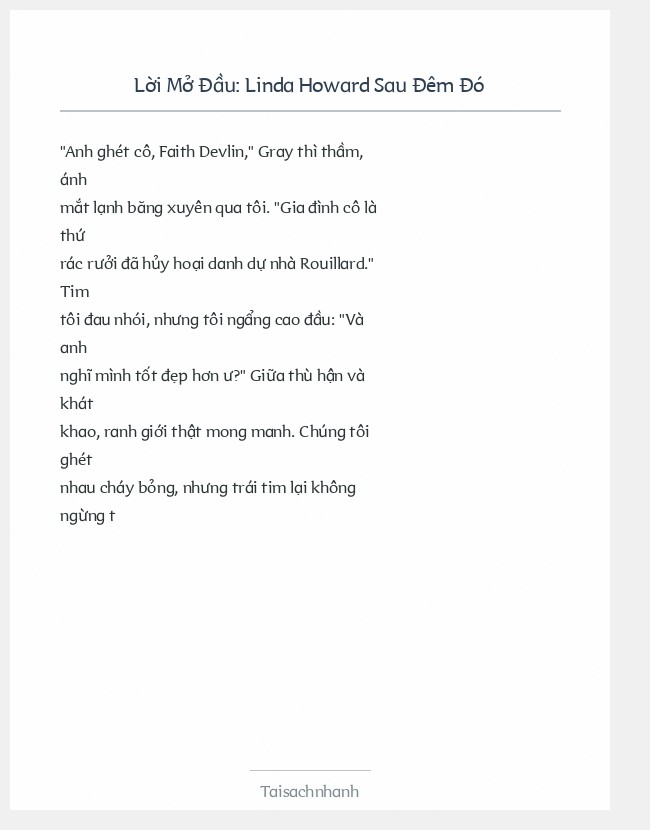 Trích đoạn Linda Howard Sau Đêm Đó