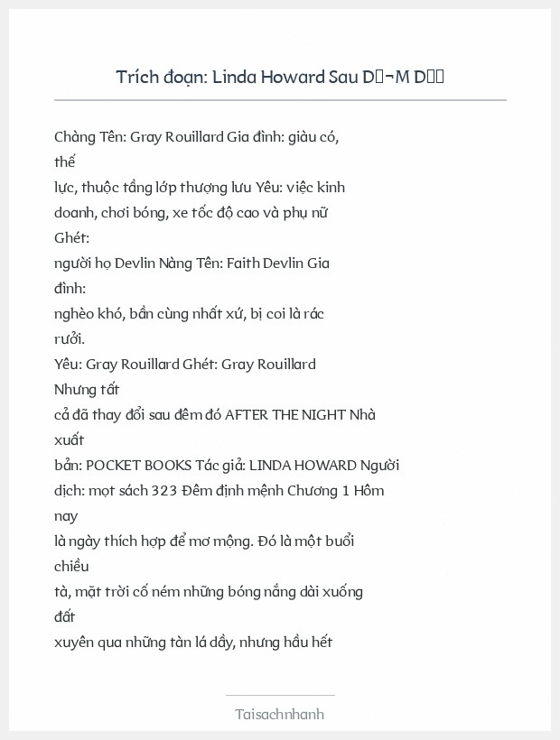Trích đoạn Linda Howard Sau D├¬M D├│
