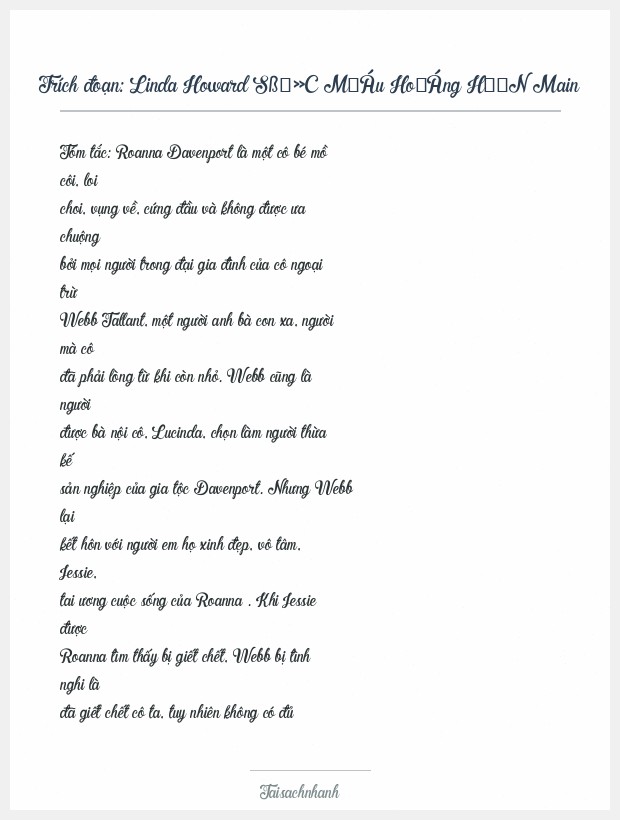 Trích đoạn Linda Howard Sß║»C M├Áu Ho├Áng H├┤N Main