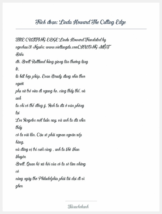 Trích đoạn Linda Howard The Cutting Edge