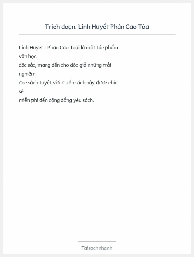 Trích đoạn Linh Huyết Phán Cao Tòa