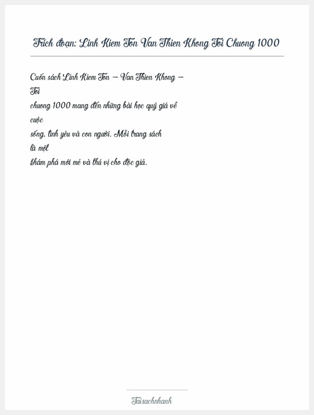 Trích đoạn Linh Kiem Ton Van Thien Khong Toi Chuong 1000