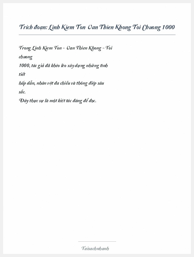 Trích đoạn Linh Kiem Ton Van Thien Khong Toi Chuong 1000
