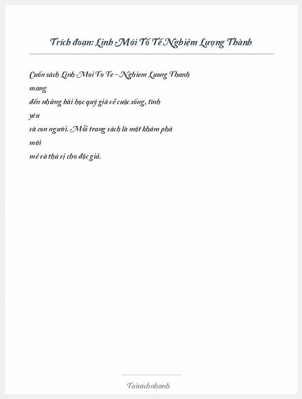 Trích đoạn Linh Mới Tố Tế Nghiệm Lượng Thành