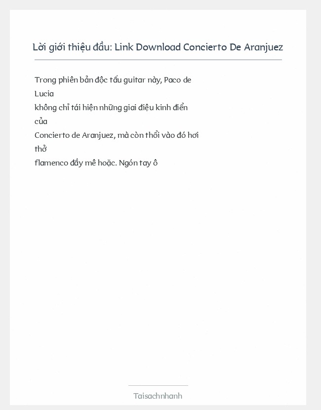 Trích đoạn Link Download Concierto De Aranjuez