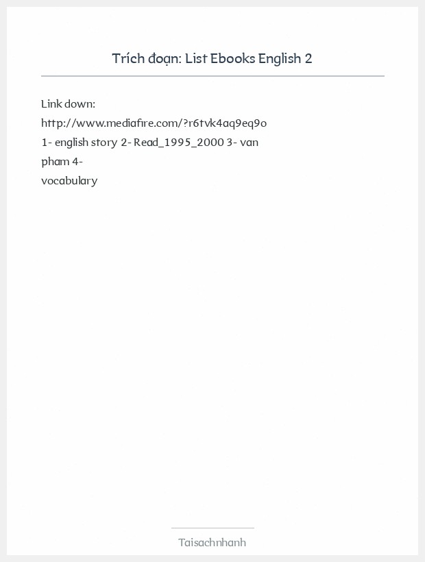 Trích đoạn List Ebooks English 2