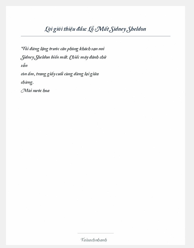 Trích đoạn Lỗ Mất Sidney Sheldon