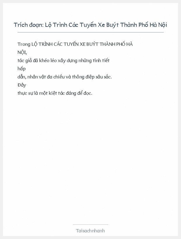 Trích đoạn Lộ Trình Các Tuyến Xe Buýt Thành Phố Hà Nội