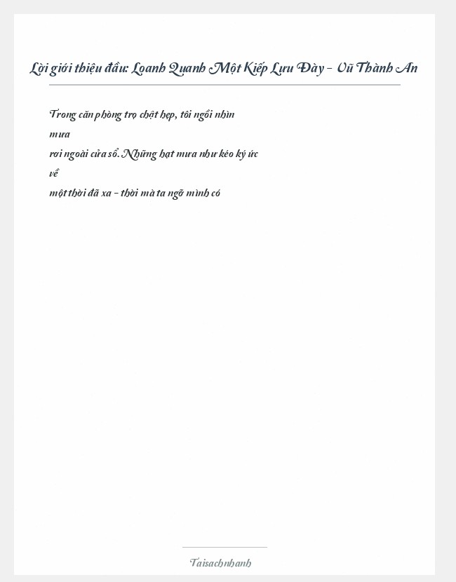 Trích đoạn Loanh Quanh Một Kiếp Lưu Đày - Vũ Thành An