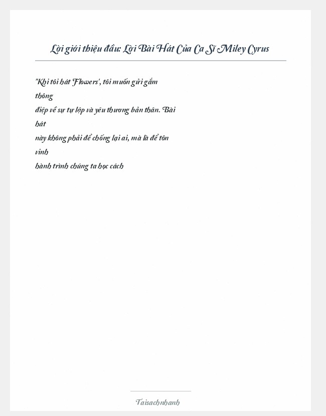 Trích đoạn Lời Bài Hát Của Ca Sĩ Miley Cyrus