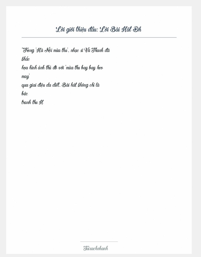 Trích đoạn Lời Bài Hát Đh