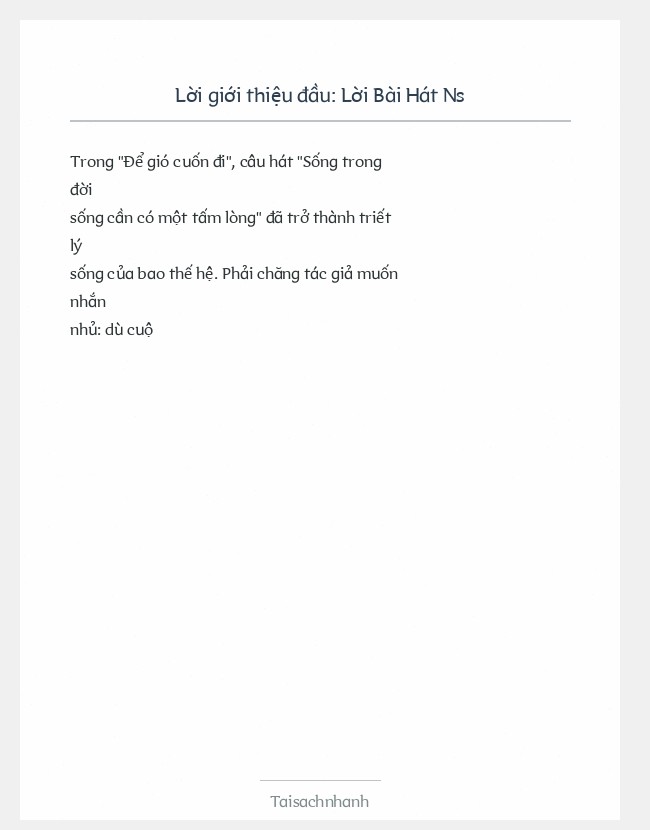 Trích đoạn Lời Bài Hát Ns