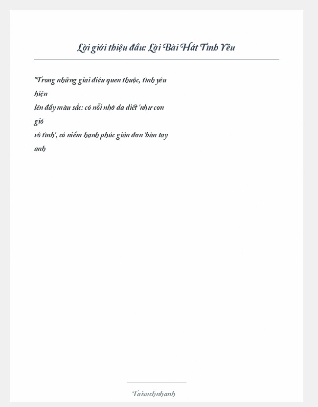 Trích đoạn Lời Bài Hát Tình Yêu