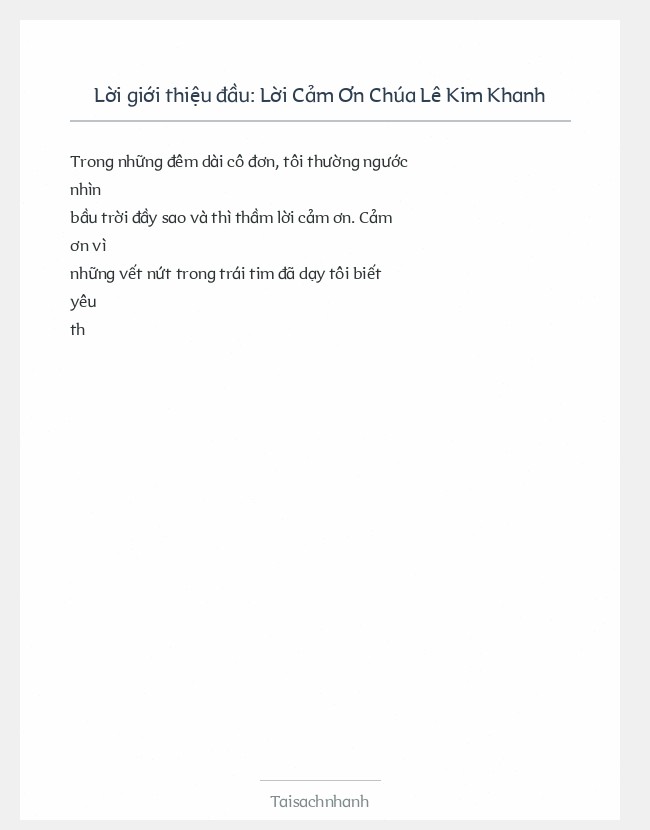 Trích đoạn Lời Cảm Ơn Chúa Lê Kim Khanh