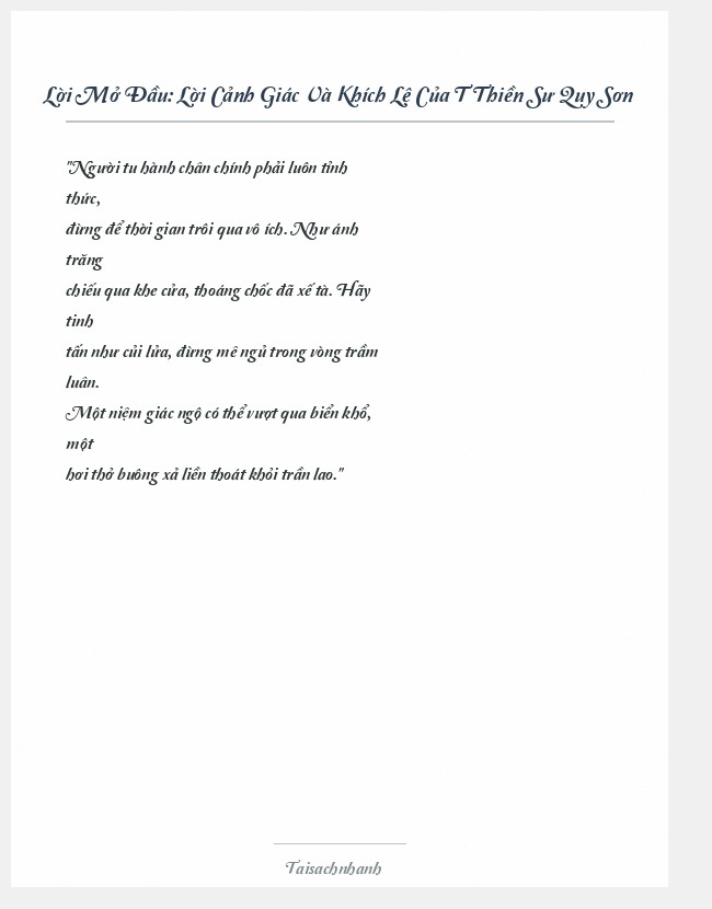 Trích đoạn Lời Cảnh Giác Và Khích Lệ Của T Thiền Sư Quy Sơn