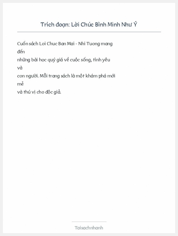 Trích đoạn Lời Chúc Bình Minh Như Ý