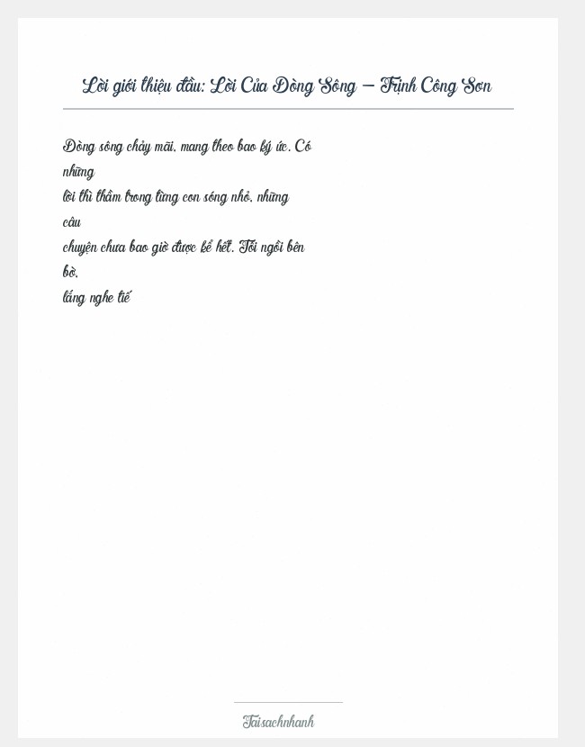 Trích đoạn Lời Của Dòng Sông - Trịnh Công Sơn
