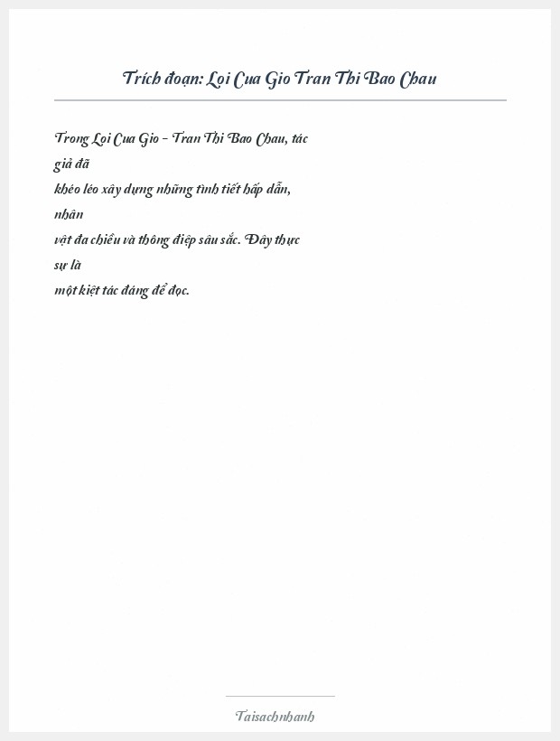 Trích đoạn Loi Cua Gio Tran Thi Bao Chau