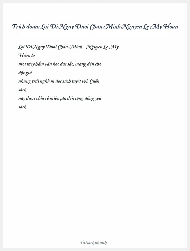 Trích đoạn Loi Di Ngay Duoi Chan Minh Nguyen Le My Hoan