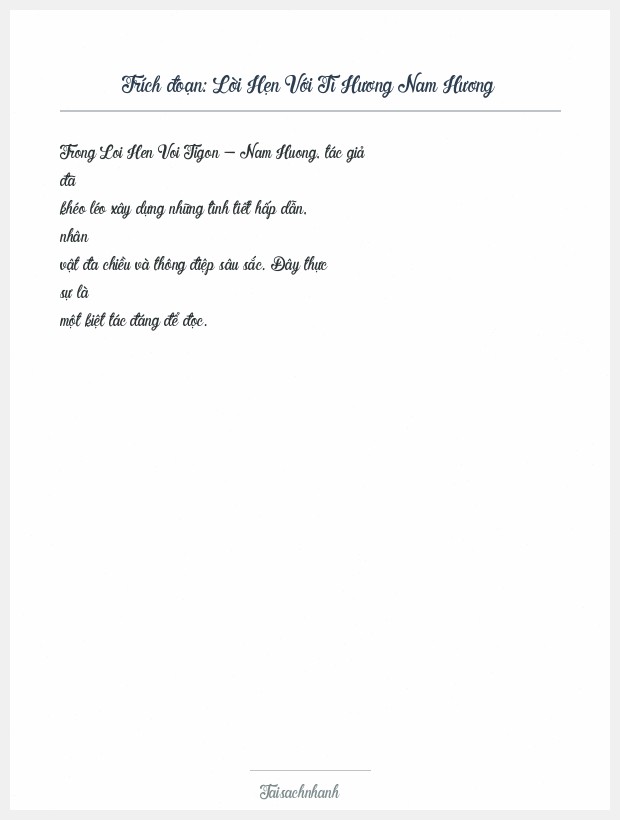 Trích đoạn Lời Hẹn Với Tì Hương Nam Hương