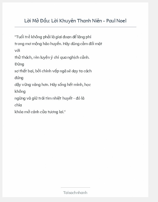 Trích đoạn Lời Khuyên Thanh Niên - Paul Noel