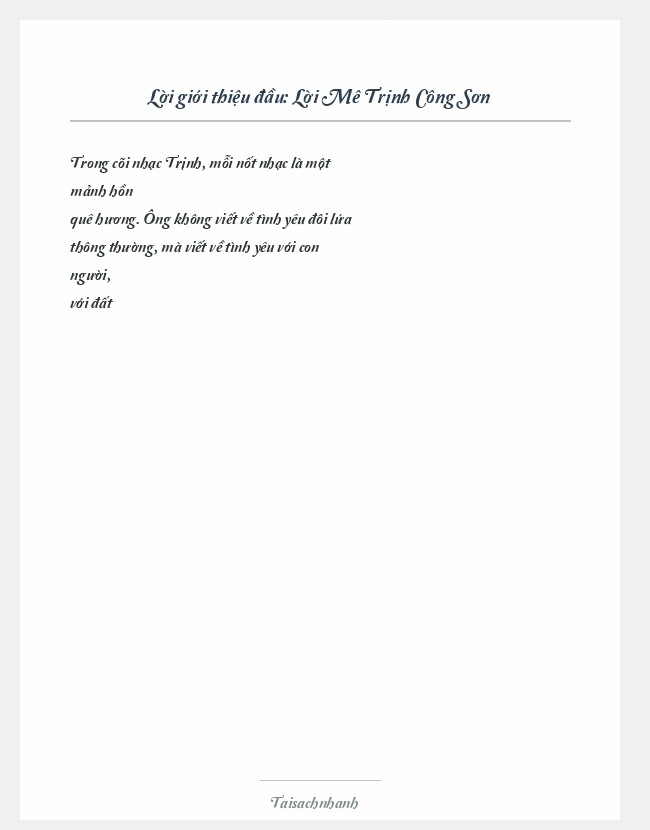 Trích đoạn Lời Mê Trịnh Công Sơn