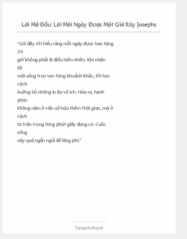 Trích đoạn Lời Mời Ngày Được Một Giờ Rày Josephs