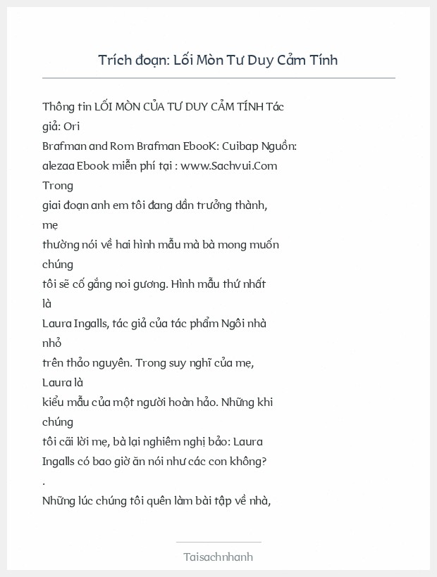 Trích đoạn Lối Mòn Tư Duy Cảm Tính