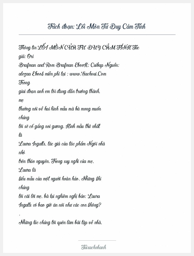 Trích đoạn Lối Mòn Tư Duy Cảm Tính