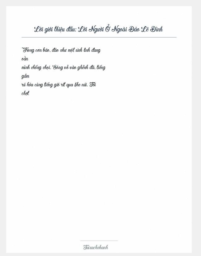 Trích đoạn Lời Người Ở Ngoài Đảo Lê Đình