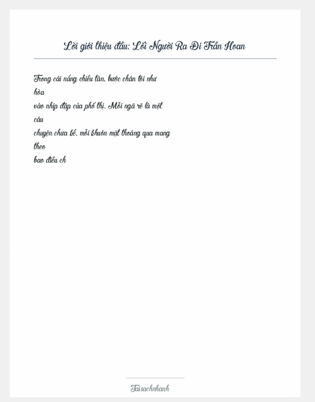 Trích đoạn Lối Người Ra Đi Trần Hoan